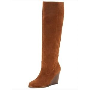Jessica Simpson Oiled Suede‎ Leather Wedge Knee High Boots 8.5 M NEW